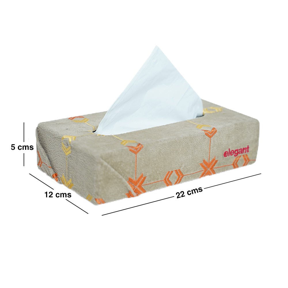 Fabric Tissue Box Beige Square Design CU10 | Elegant Auto Retail