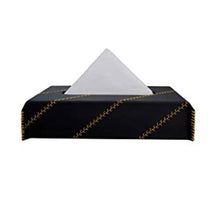 Load image into Gallery viewer, Nappa Leather Cross 1 Tissue Box in Black and Yellow | Elegant Auto Retail 
