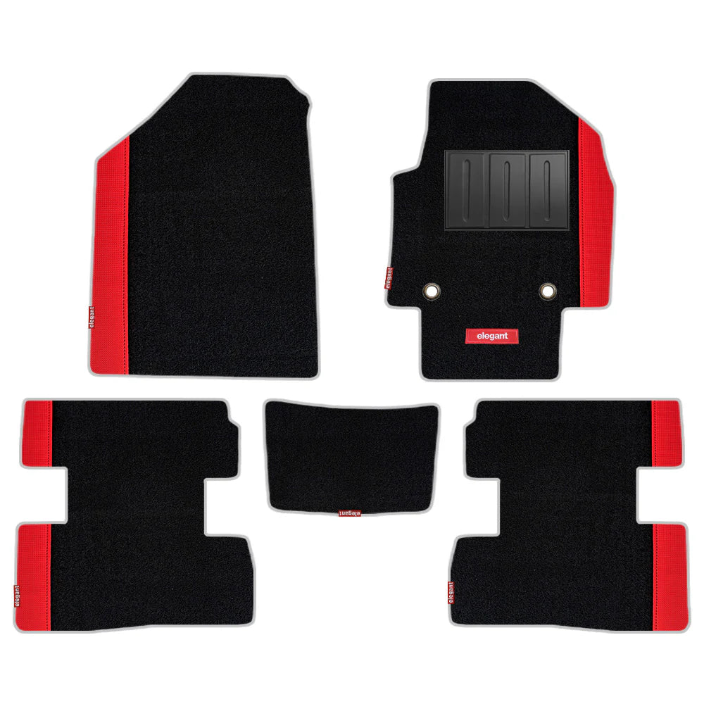 Duo Carpet Car Floor Mat For Hyundai Grand I10 In  Black  Red   Elegant  Auto Retail