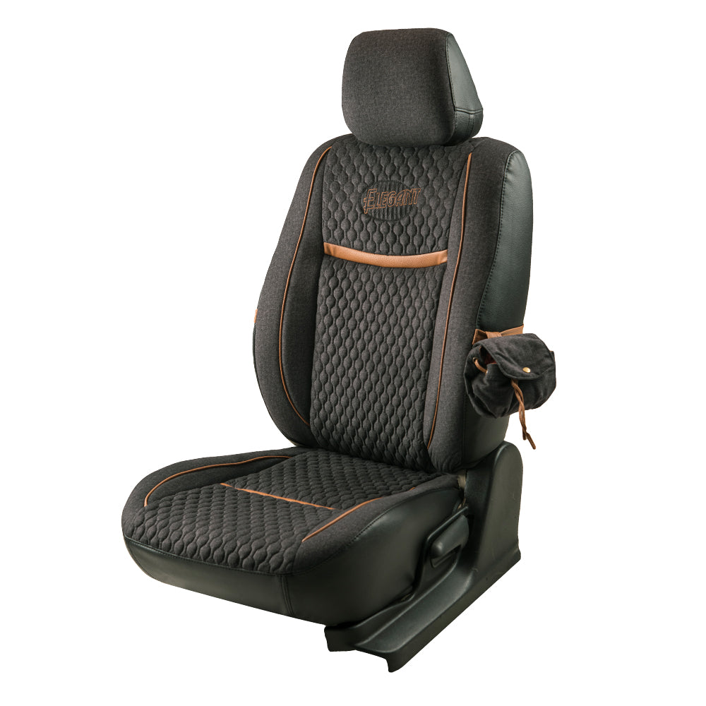 Retro Bucket Fit Denim Fabric Car Seat Cover For Kia Carens In Black  Colour | Elegant Auto Retail