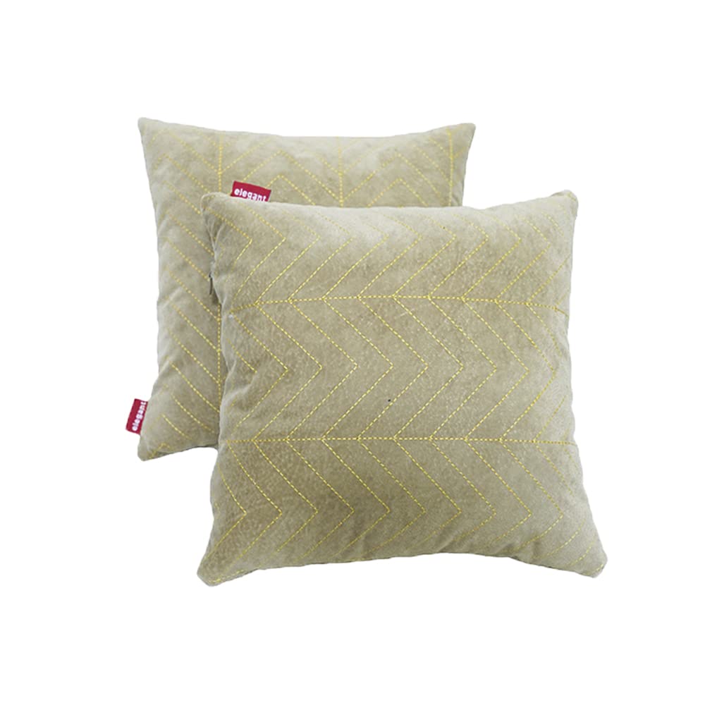 Elegant Comfy Cushion Pillow Beige Line Design Set of 2 CU09 | Elegant Auto Retail 