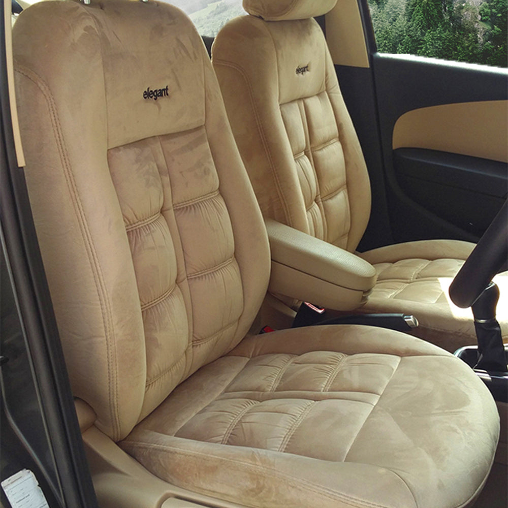 Emperor Velvet Fabric Car Seat Cover For Ford Endeavour Beige | Elegant Auto Retail