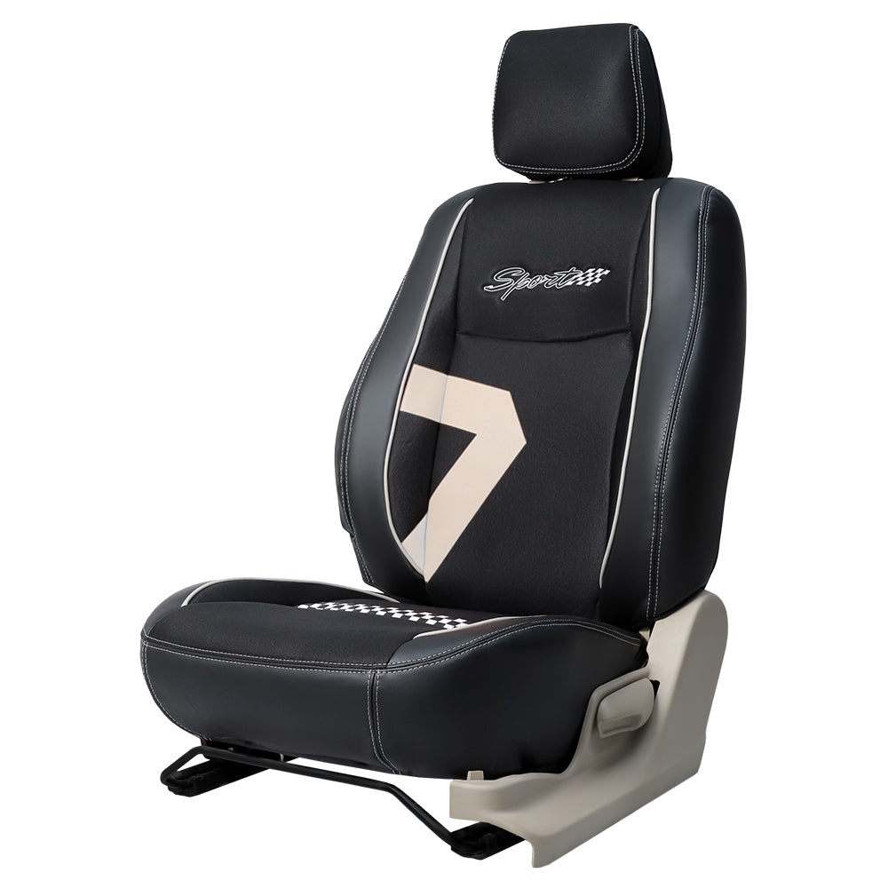 Fresco Rush Fabric Car Seat Cover For Kia Carens- Black CGrey | Elegant Auto Retail