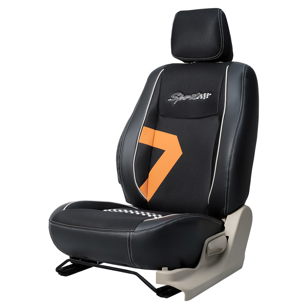 Fresco Rush Fabric Car Seat Cover For Maruti Grand Vitara- Black Orange | Elegant Auto Retail