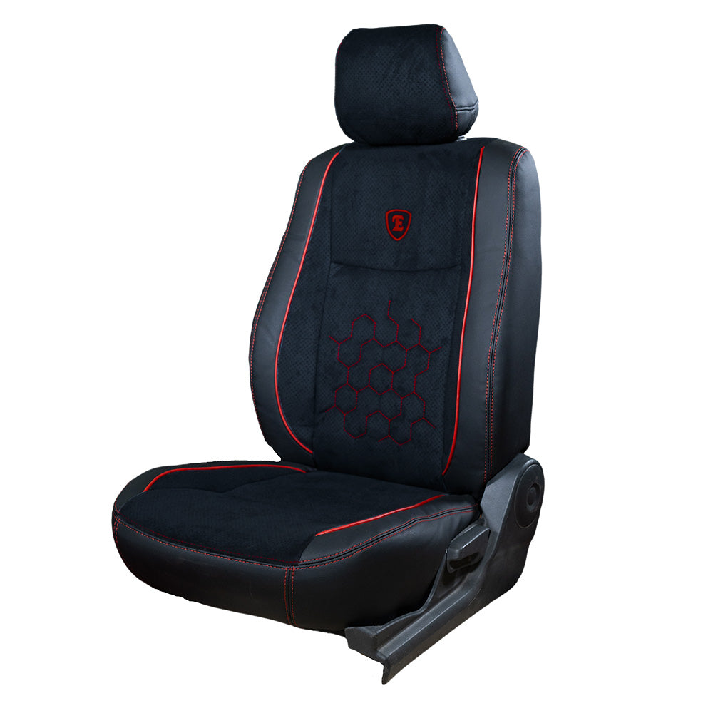 Icee Perforated Fabric Black Car Seat Cover For Hyundai I10   Black Red | Elegant Auto Retail