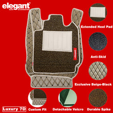 7D Car Floor Mats For Hyundai Eon - Beige Black | Elegant Auto Retail