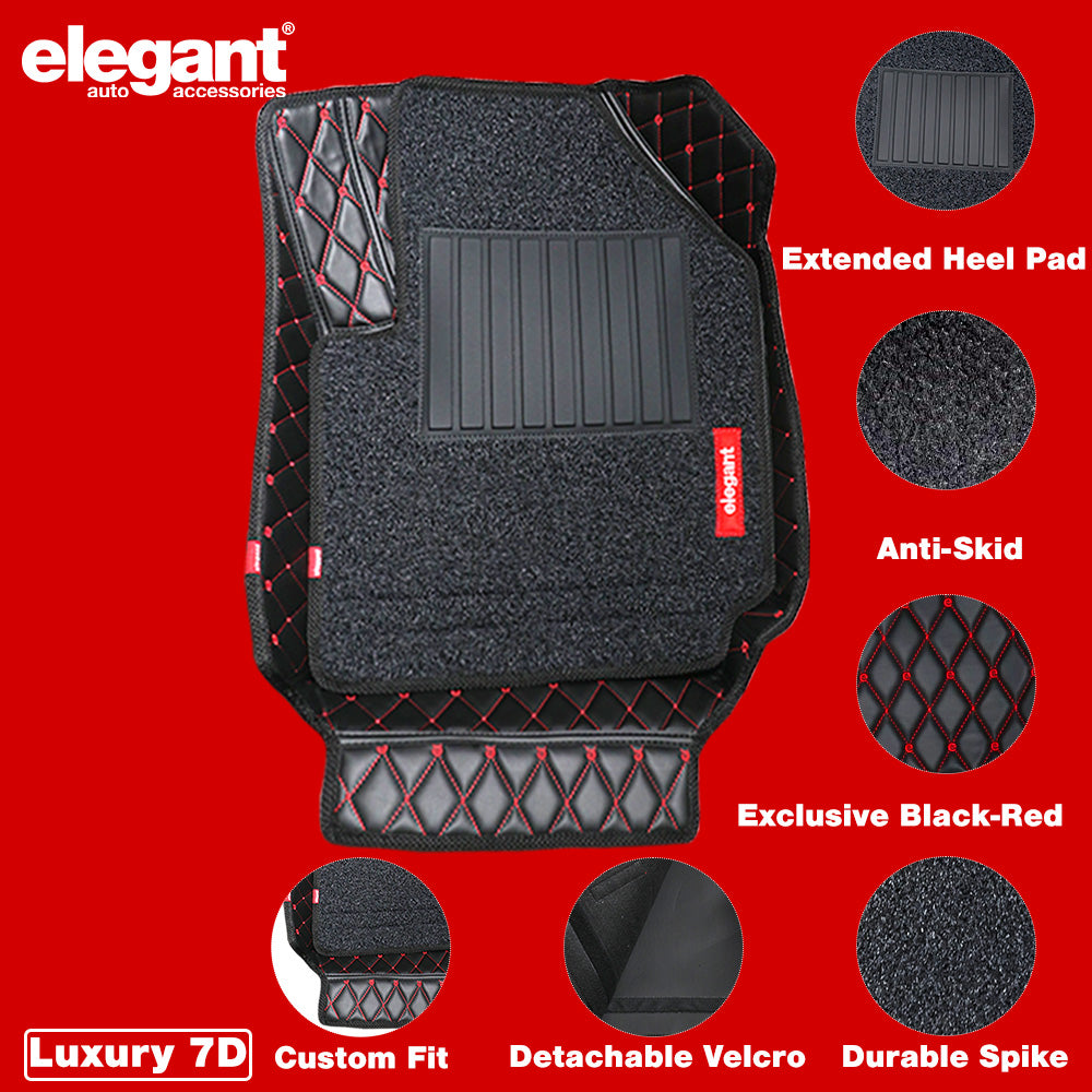 7D Car Floor Mats Black and Red For Skoda Kushaq