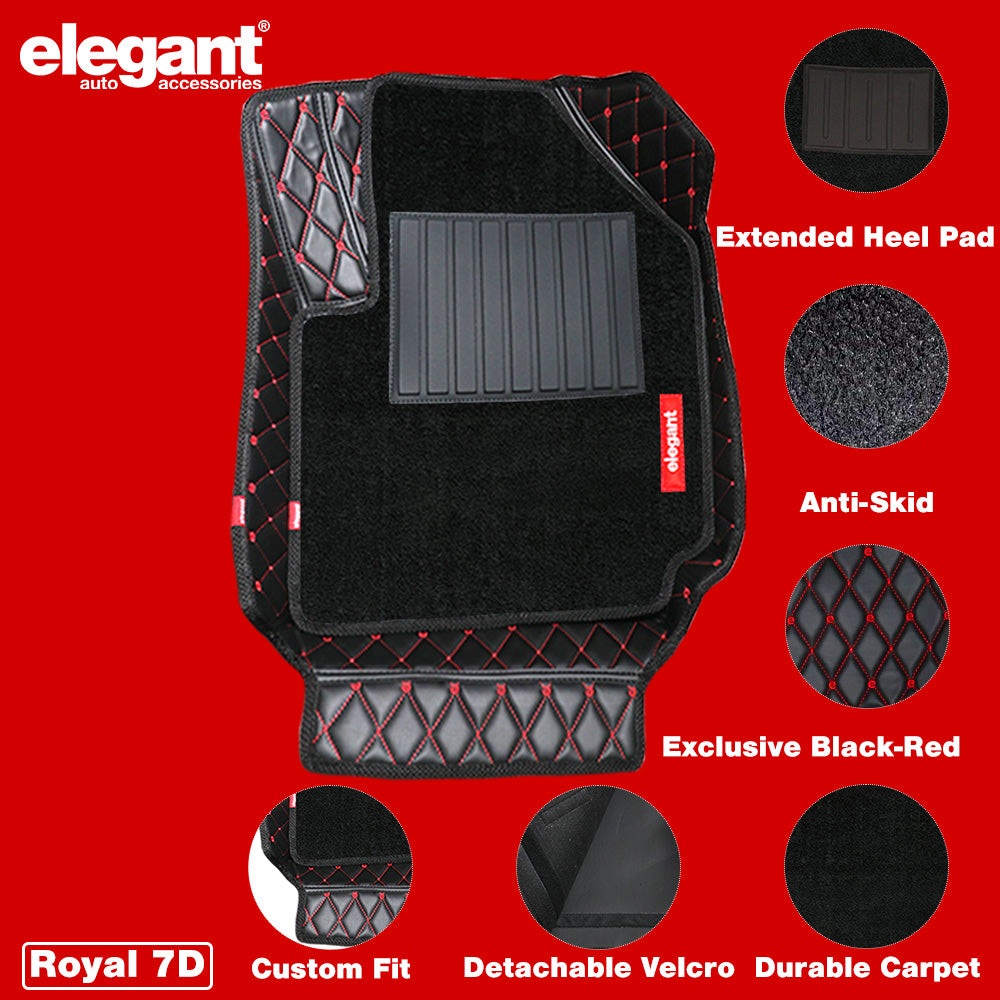 Royal 7D Car Floor Mats Black and Red For Mahindra Scorpio