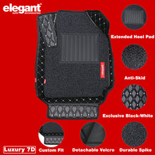 7D Car Floor Mats For Mahindra XUV300 - Black White | Elegant Auto Retail
