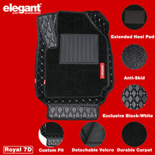 Royal 7D Car Floor Mats For Hyundai Grand I10 - Black White | Elegant Auto Retail
