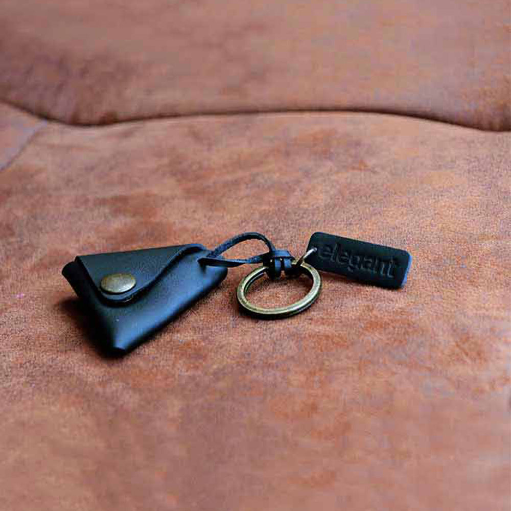 Leather Keychain Black (ELE-18) | Elegant Auto Retail 