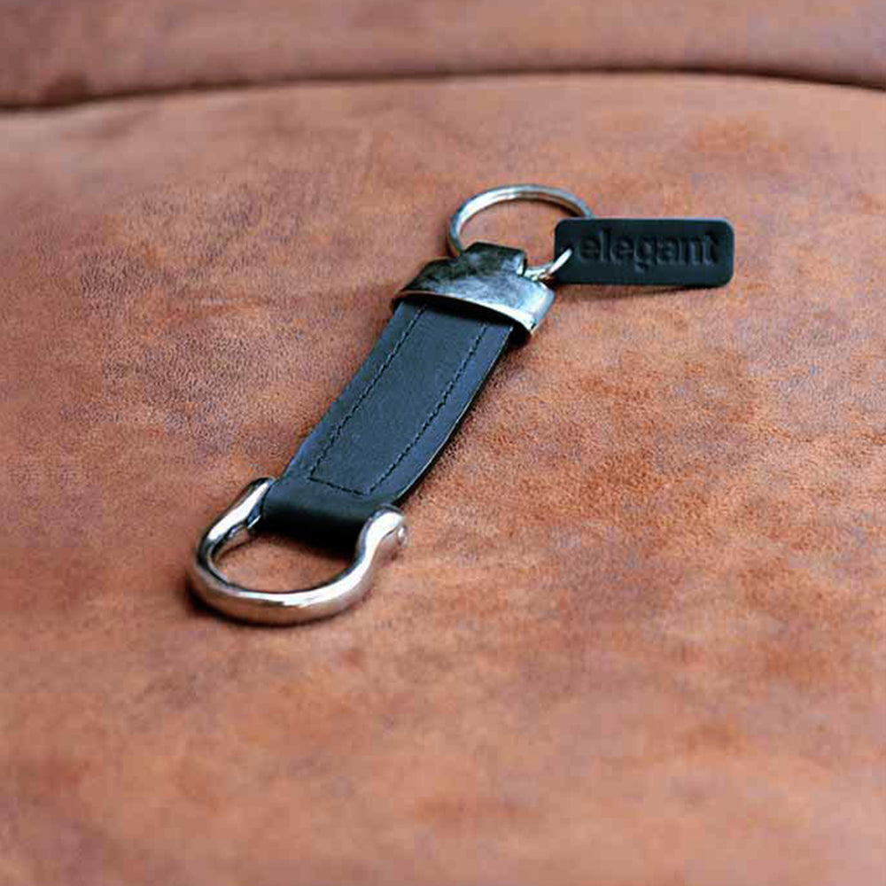Leather Keychain Black (ELE-17) | Elegant Auto Retail 