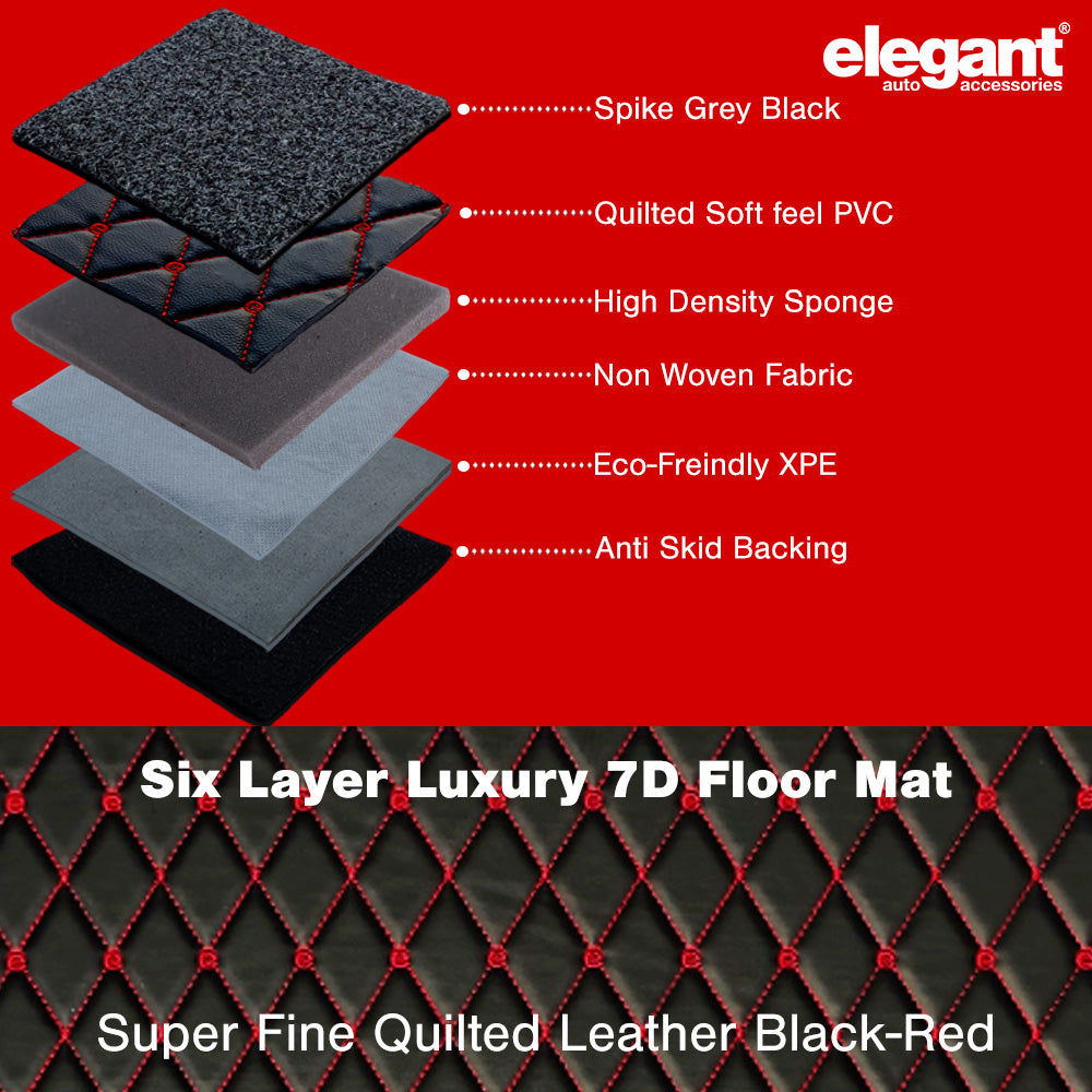 7D Car Floor Mats Black and Red For Maruti Ignis