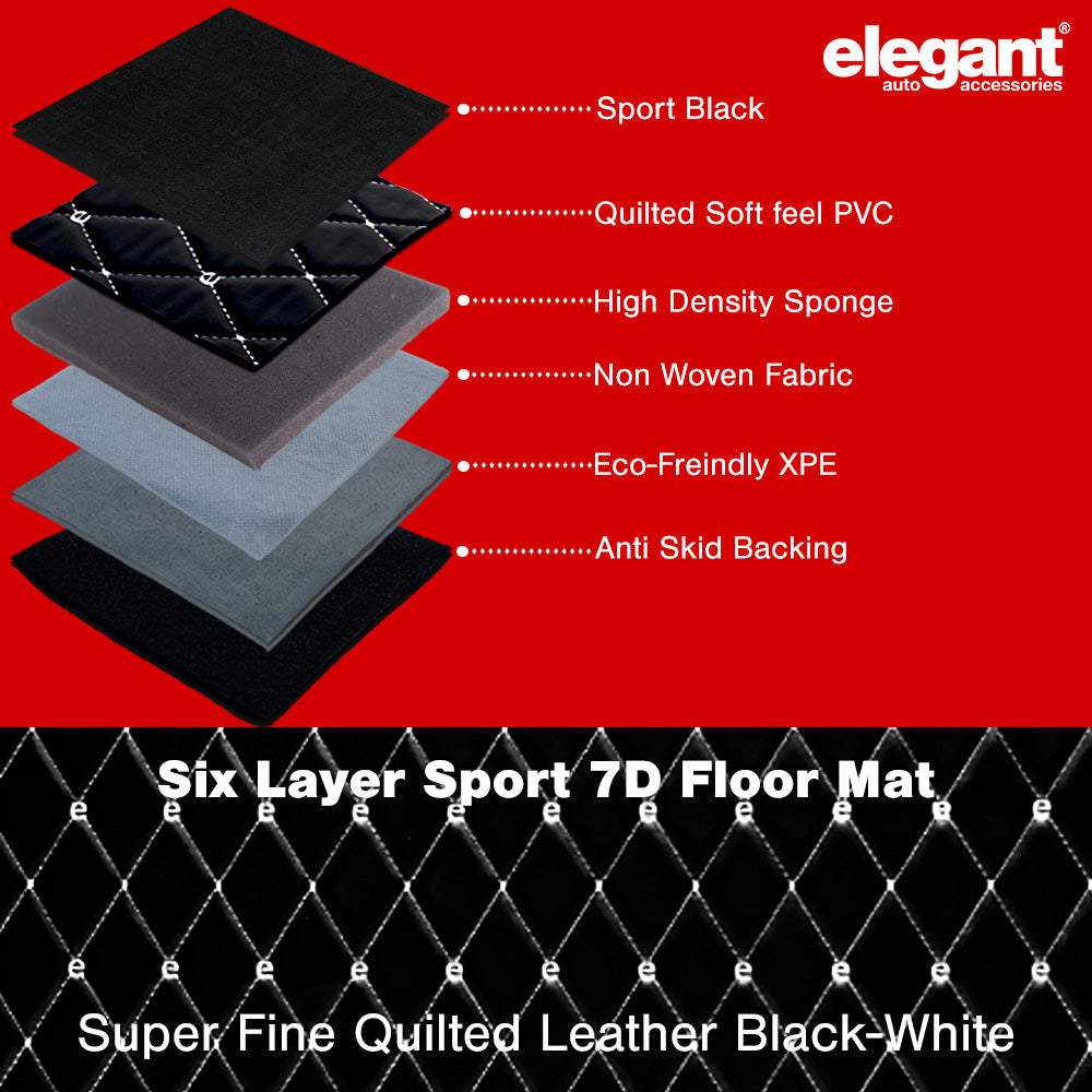 Sport 7D Carpet Car Floor Mat For Mahindra Xuv 700 -  Black White  | Elegant Auto Retail