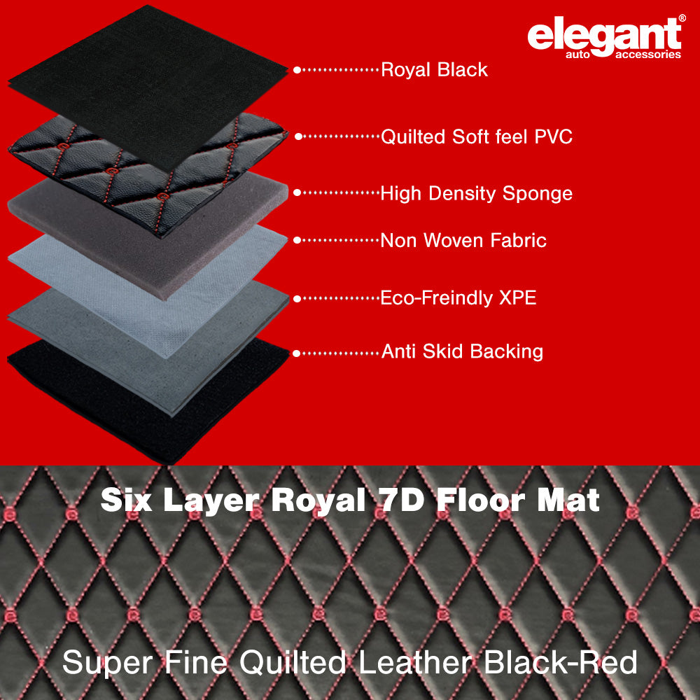 Royal 7D Car Floor Mats Black and Red For Citroen C3