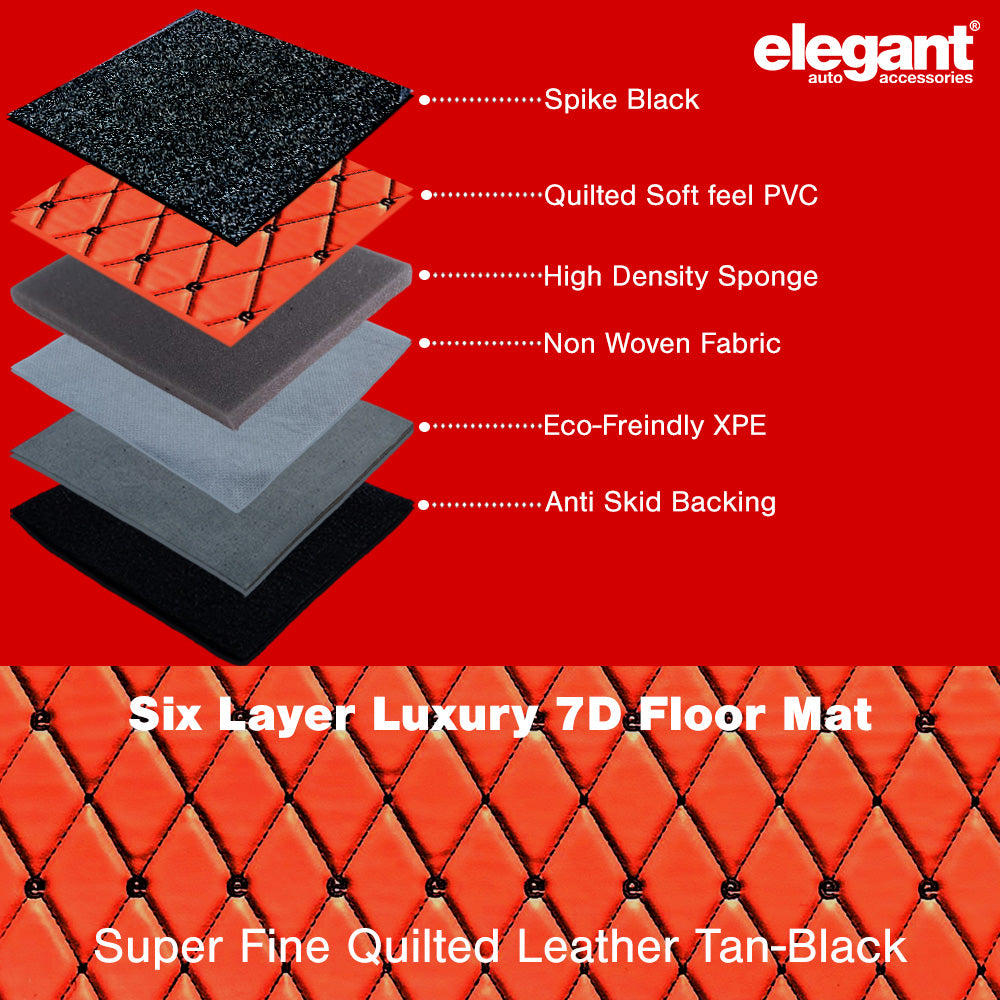 7D Car Floor Mats Tan and Black For Maruti Brezza