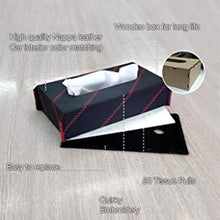 Load image into Gallery viewer, Nappa Leather Cross 1 Tissue Box in Black and Red | Elegant Auto Retail 
