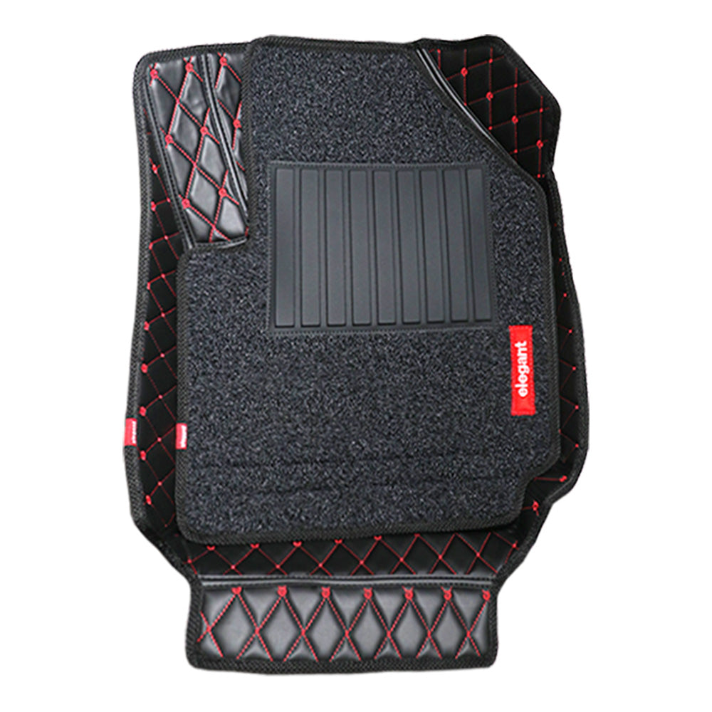 7D Car Floor Mats Black and Red For Skoda Kushaq