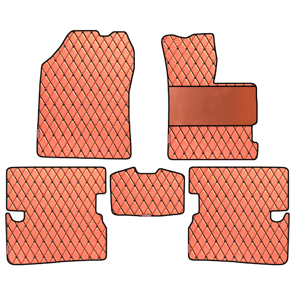 Luxury Leatherette Car Floor Mat For Mahindra Xuv 700  5 Seater Tan Black | Elegant Auto Retail