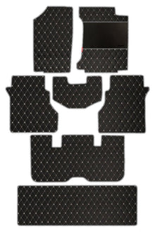 Luxury Leatherette Car Floor Mat For Mahindra Xuv 700 Black -White | Elegant Auto Retail