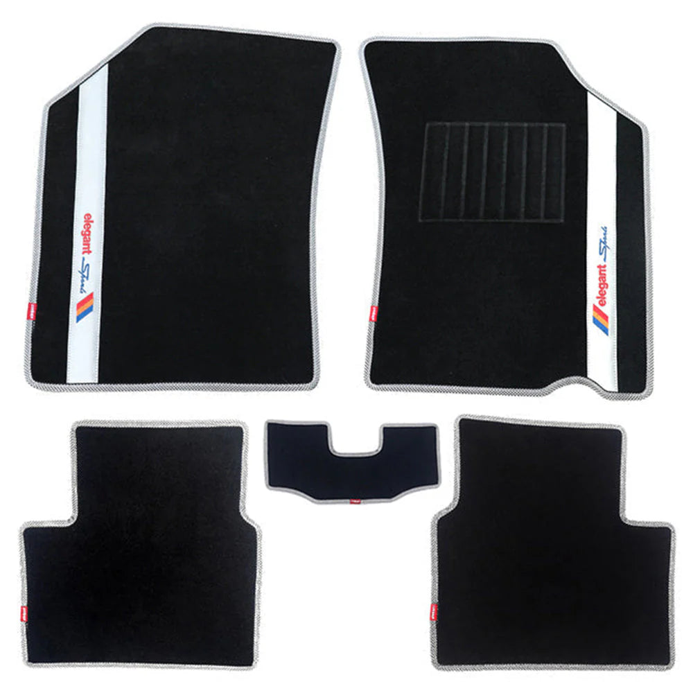 Sports Car Floor Mat For Mahindra Xuv 700  5 Seater Black Silver  | Elegant Auto Retail