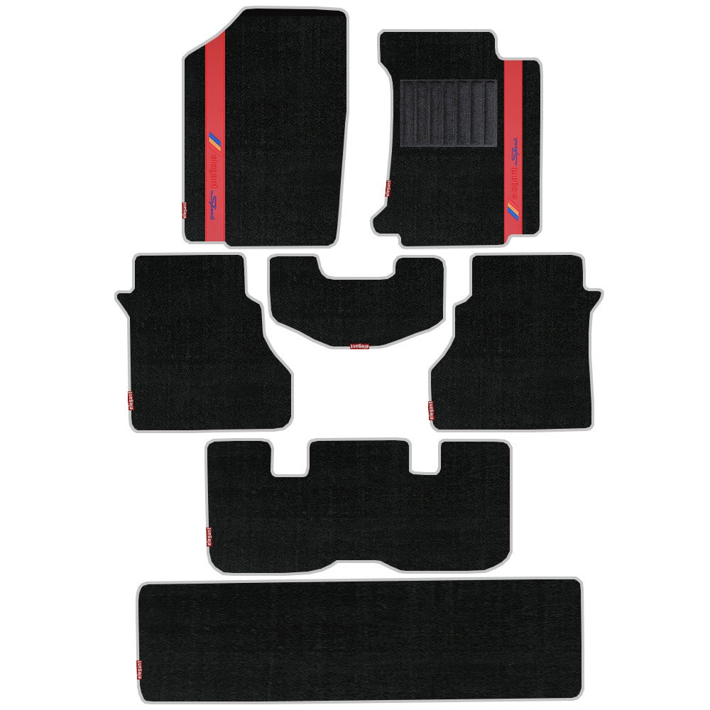 Sports Car Floor Mat For Mahindra Xuv 700 Black Red  | Elegant Auto Retail

