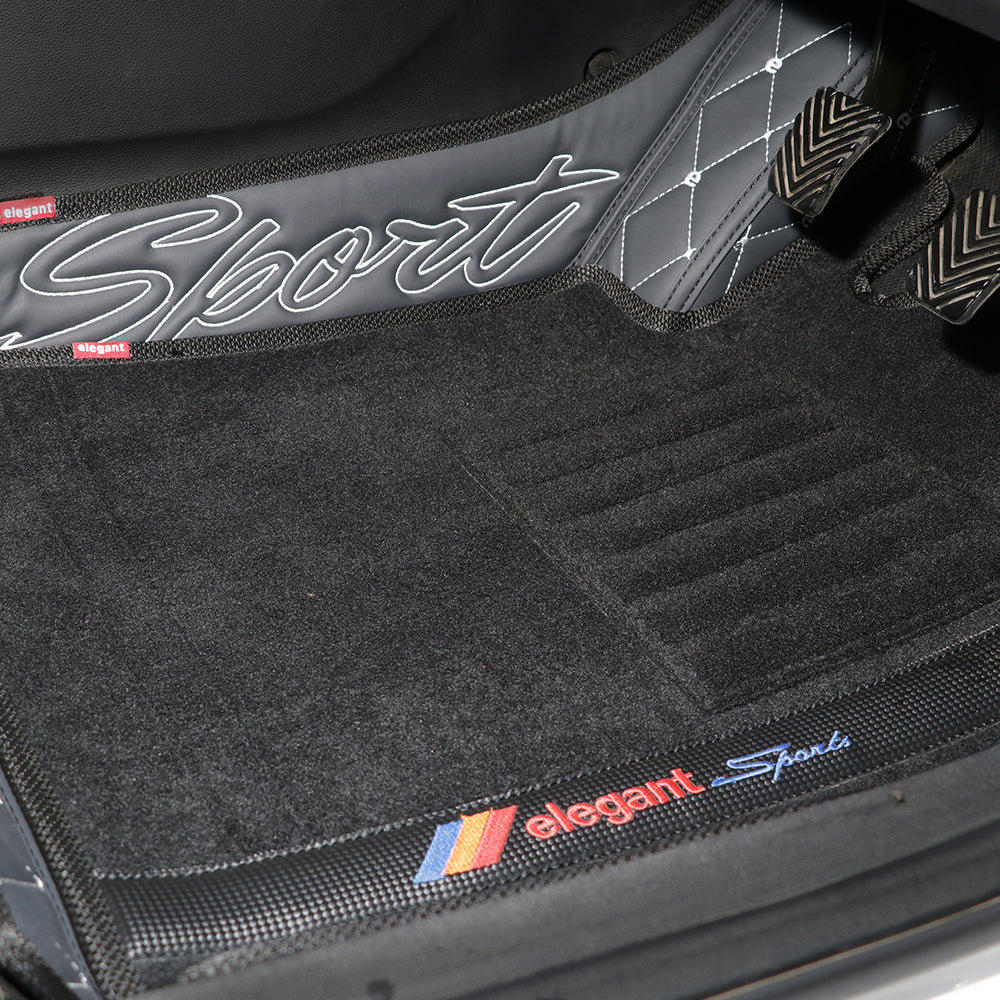 Sport 7D Carpet Car Floor Mat For Mahindra Xuv 700 -  Black White  | Elegant Auto Retail