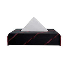 Load image into Gallery viewer, Nappa Leather Cross 1 Tissue Box in Black and Red  | Elegant Auto Retail 
