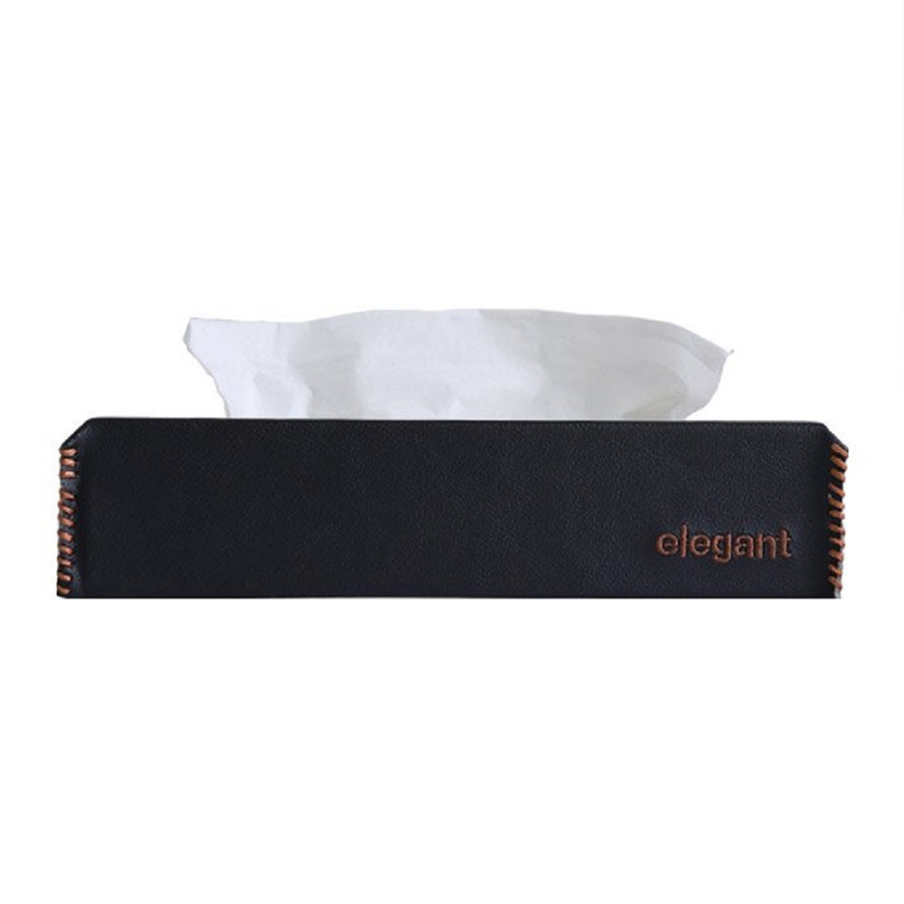 Nappa Leather Tissue Box Black and Tan | Elegant Auto Retail