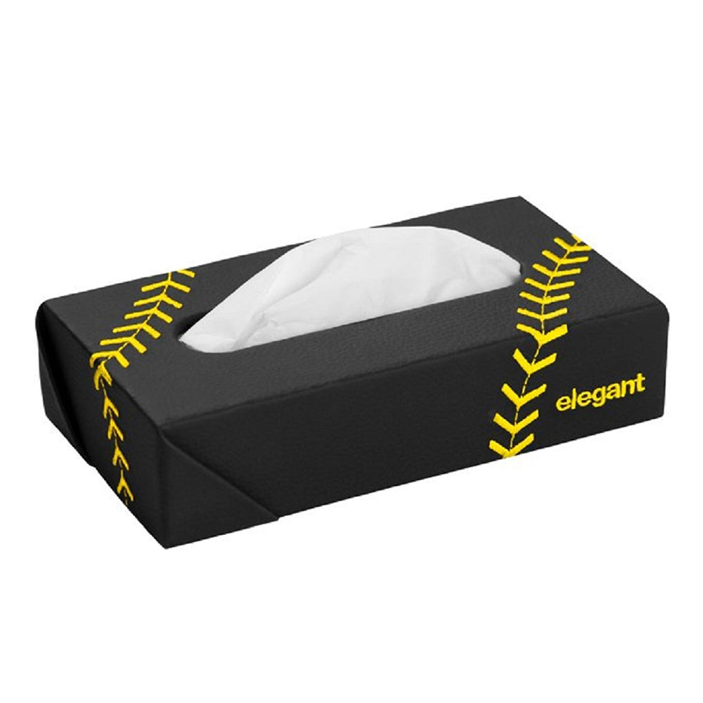 Nappa Leather Tissue Box Leaf Black and Yellow | Elegant Auto Retail