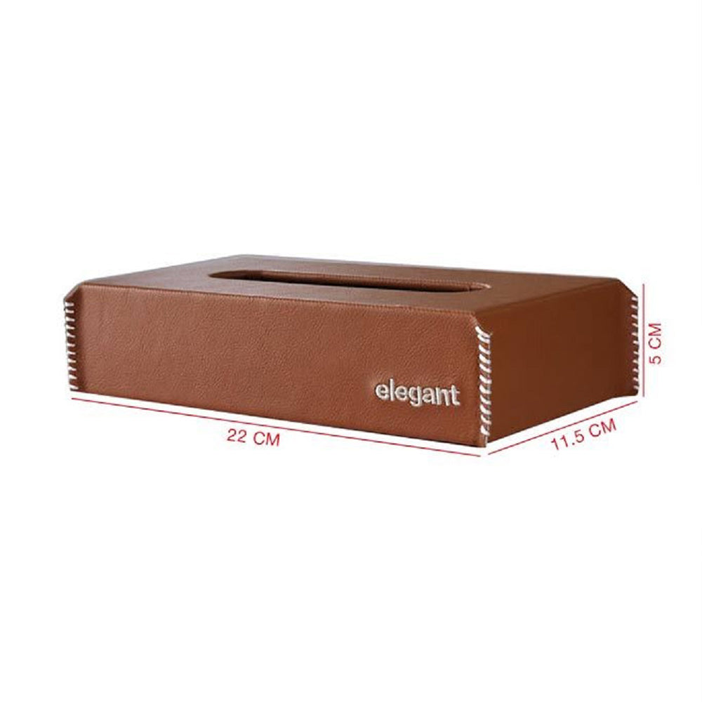 Nappa Leather Tissue Box Tan and White | Elegant Auto Retail 