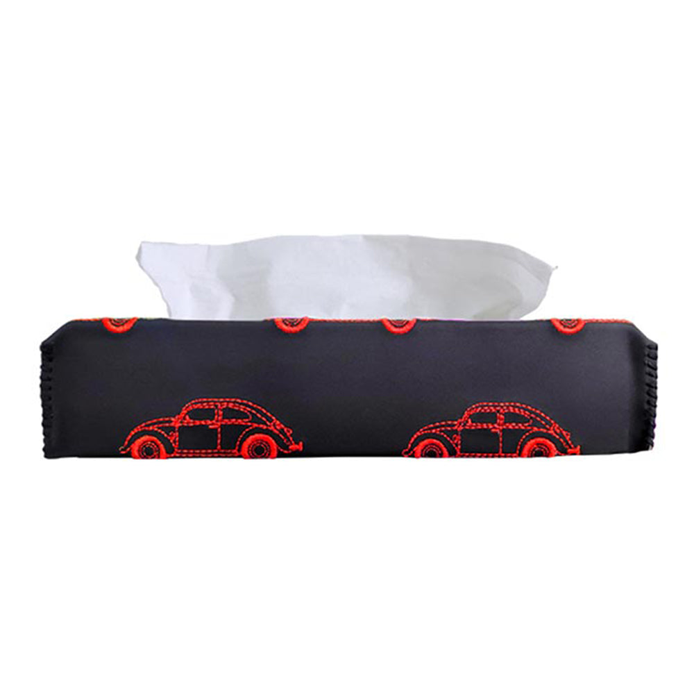 Nappa Leather Vintage 1 Tissue Box Black and Red | Elegant Auto Retail 