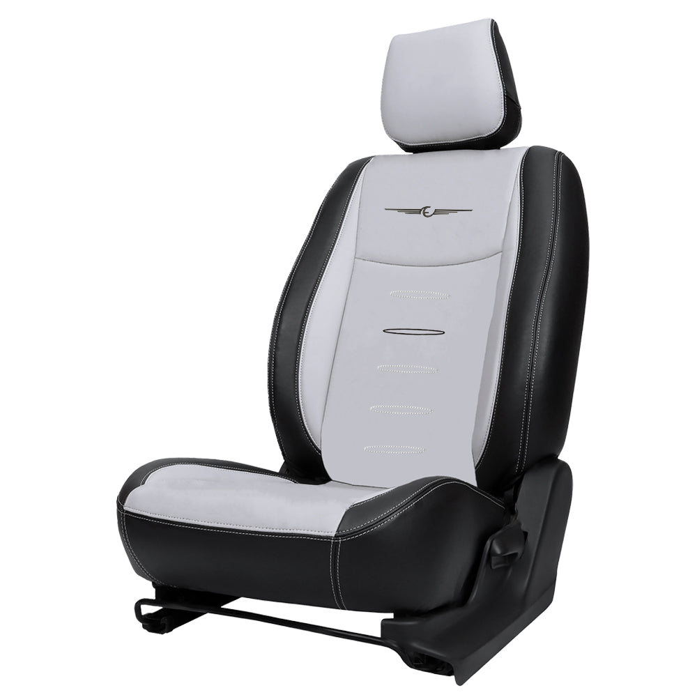 Oval Plus Bucket Fit Art Leather Car Seat Cover For Kia Carens- Black C Grey  | Elegant Auto Retail