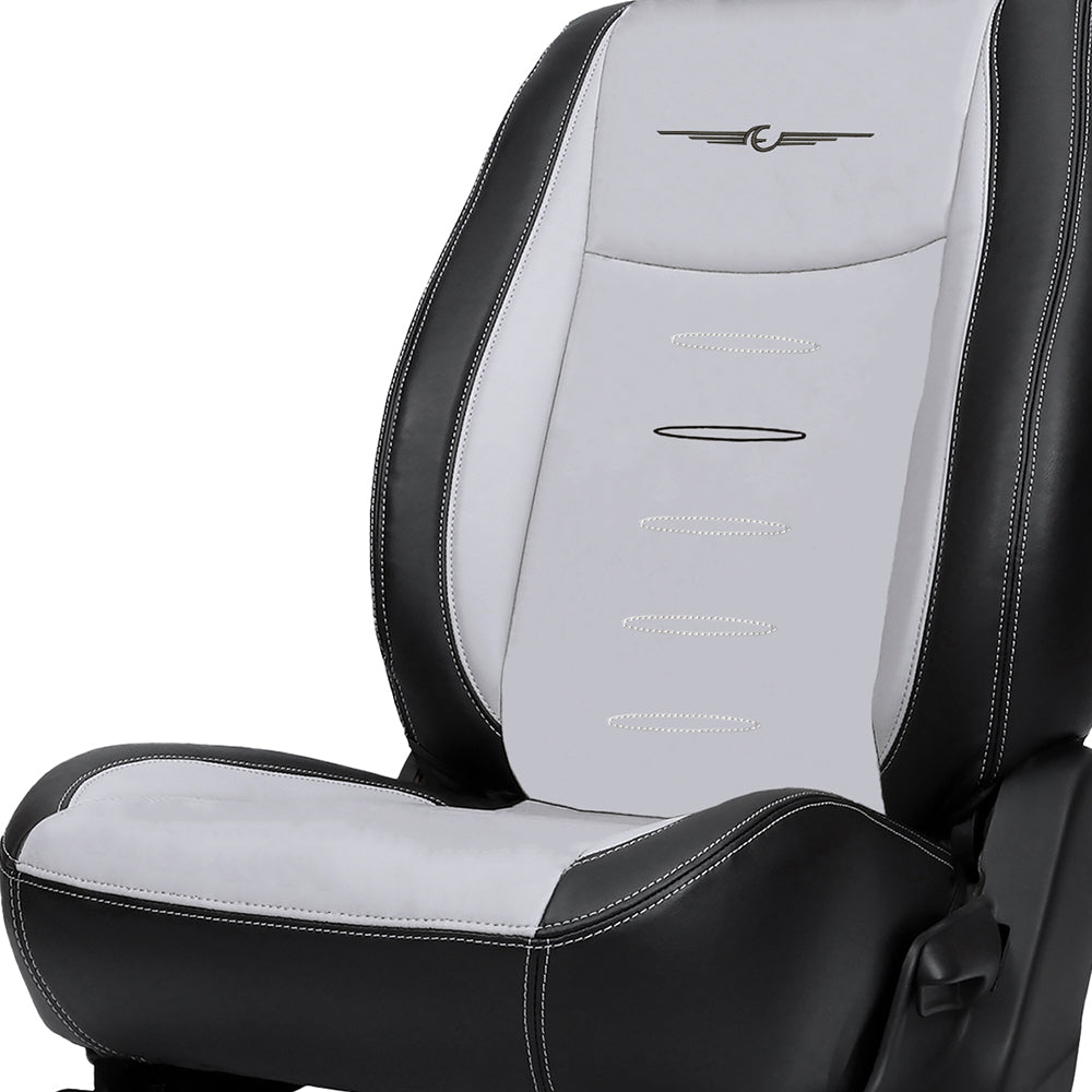 Oval Plus Bucket Fit Art Leather  Car Seat Cover For Hyundai I10  - Black CGrey | Elegant Auto Retail