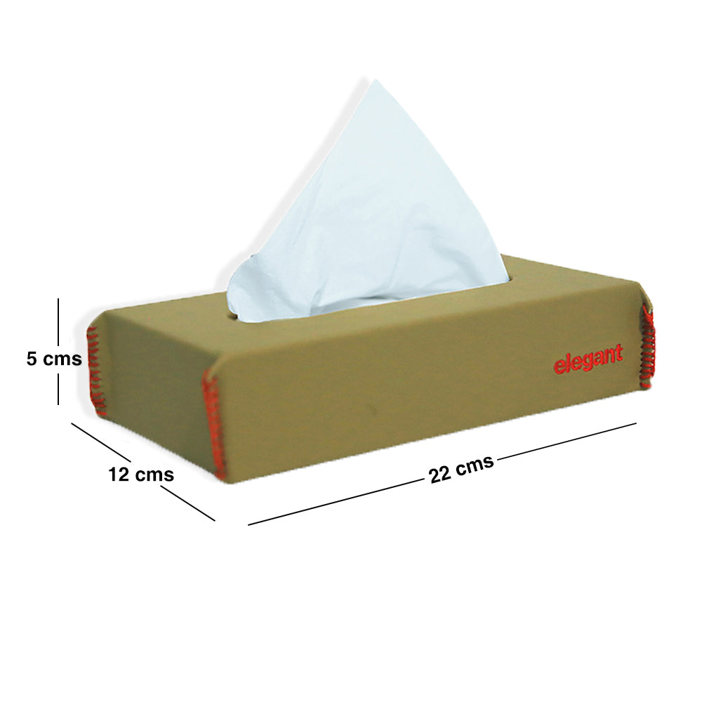 Nappa Leather Tissue Box Plain Beige And Red | Elegant Auto Retail