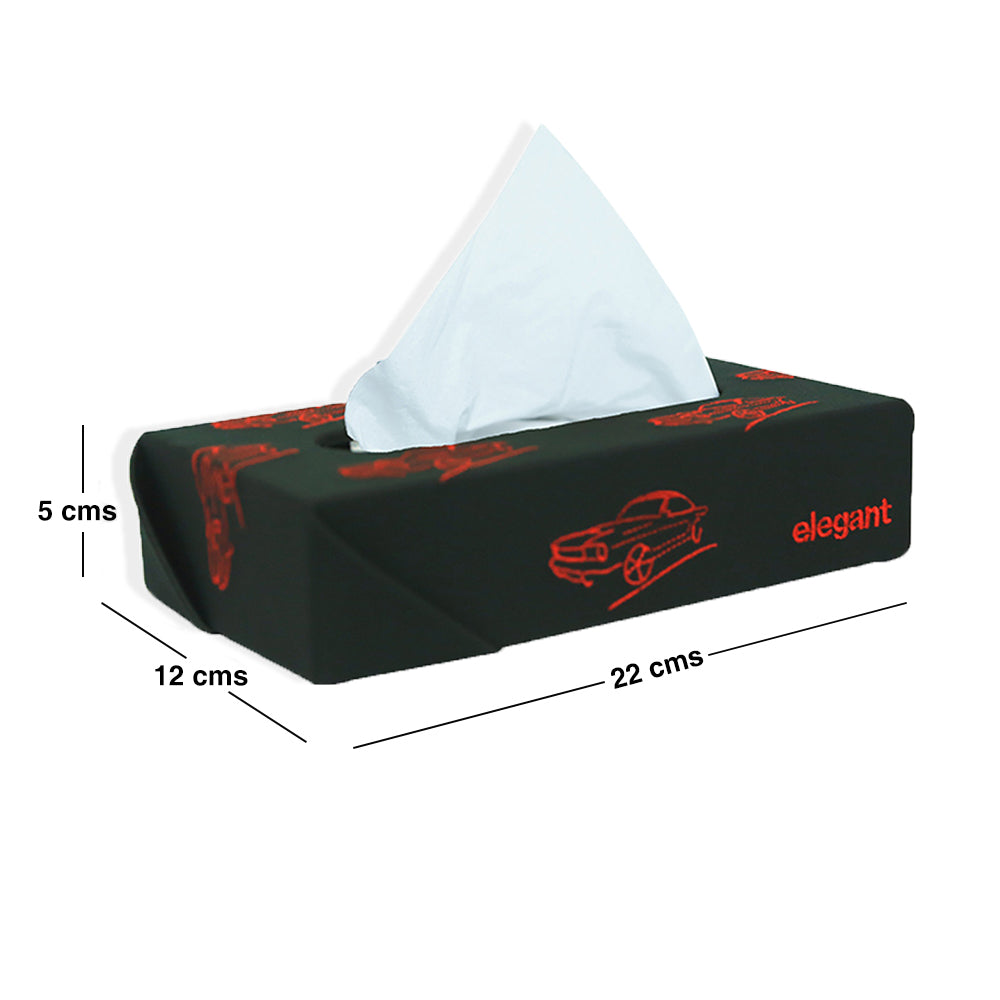Nappa Leather Tissue Box Vintage Black And Red | Elegant Auto Retail 