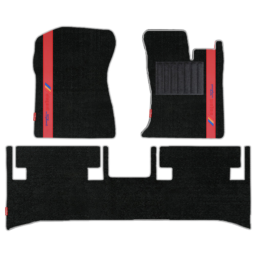 Sports Carpet Car Floor Mat For Mahindra Thar - Black Red | Elegant Auto Retail