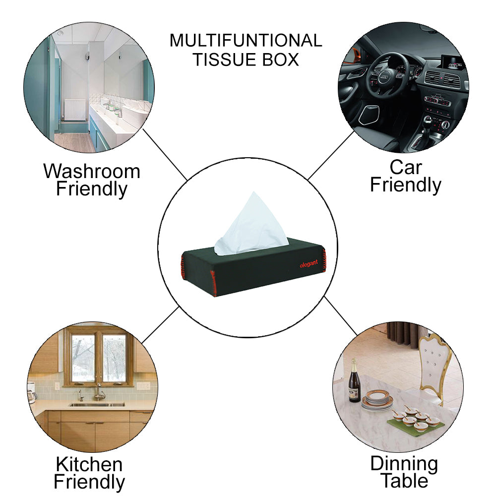  Tissue Box Plain Black And Red | Elegant Auto Retail