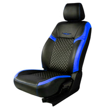 Load image into Gallery viewer, Vogue Star Art Leather Car Seat Cover For Mahindra XUV 400 EV | in Black-Blue Colour | Elegant Auto Retail
