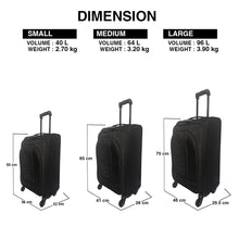 Load image into Gallery viewer, BLCK Vertical Trolley Luggage Bags Medium Suitcase for Travelling- Black
