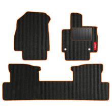 Cord Carpet Car Floor Mat For Mahindra XEV 9e - Black Orange | Elegant Auto Retail