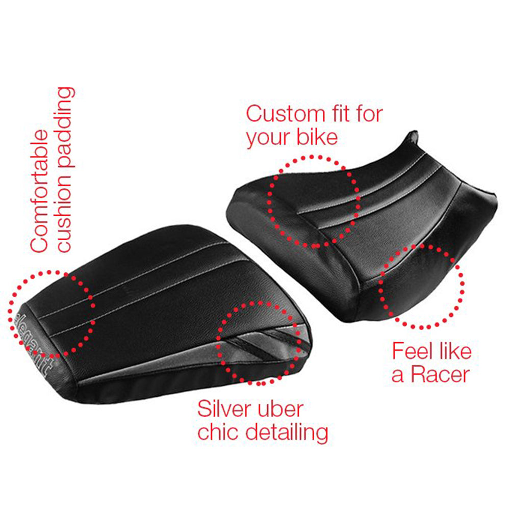 Bolt Sports Twin Bike Seat Cover Black and Silver for KTM Duke