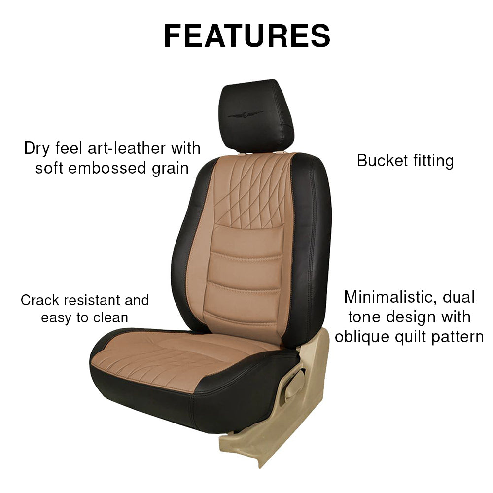 Glory Colt Duo Art Leather Car Seat Cover Black Tan For Mahindra