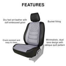 Load image into Gallery viewer, Features Glory Colt Duo Art Leather Car Seat Cover For Honda Civic - Black C Grey | Elegant Auto Retail
