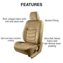 Load image into Gallery viewer, Features of Veloba Crescent Velvet Fabric Car Seat Cover For Mahindra XEV 9e - Beige | Elegant Auto Retail
