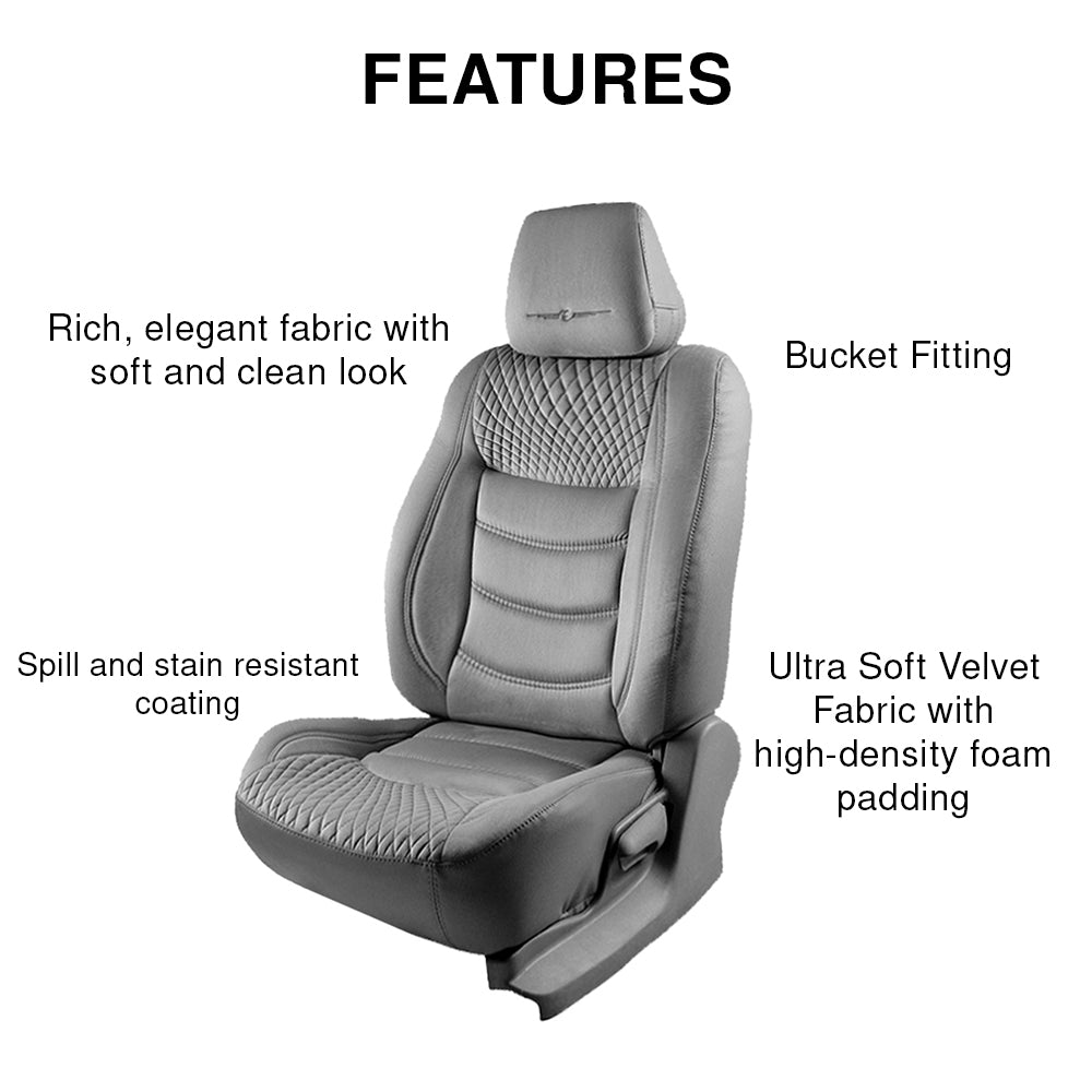 Veloba Crescent Velvet Fabric Car Seat Cover Grey For Toyota Urban Cruiser