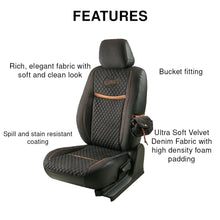 Retro Bucket Fit Denim Velvet Fabric Car Seat Cover For Maruti Victoris