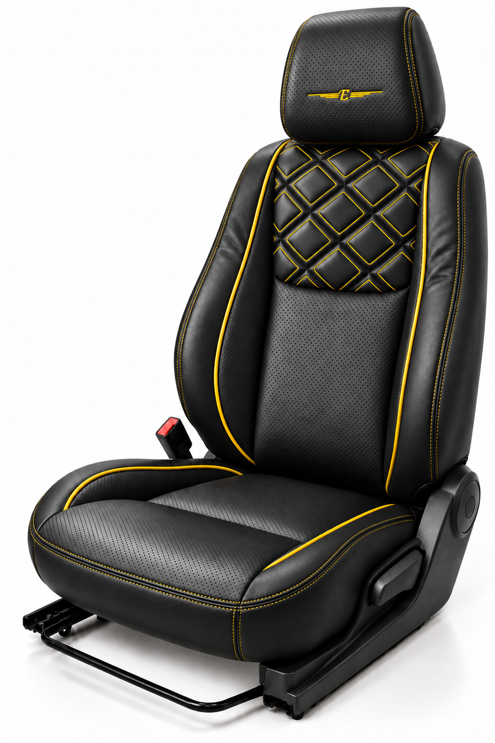 Elegant box black yellow seat cover design