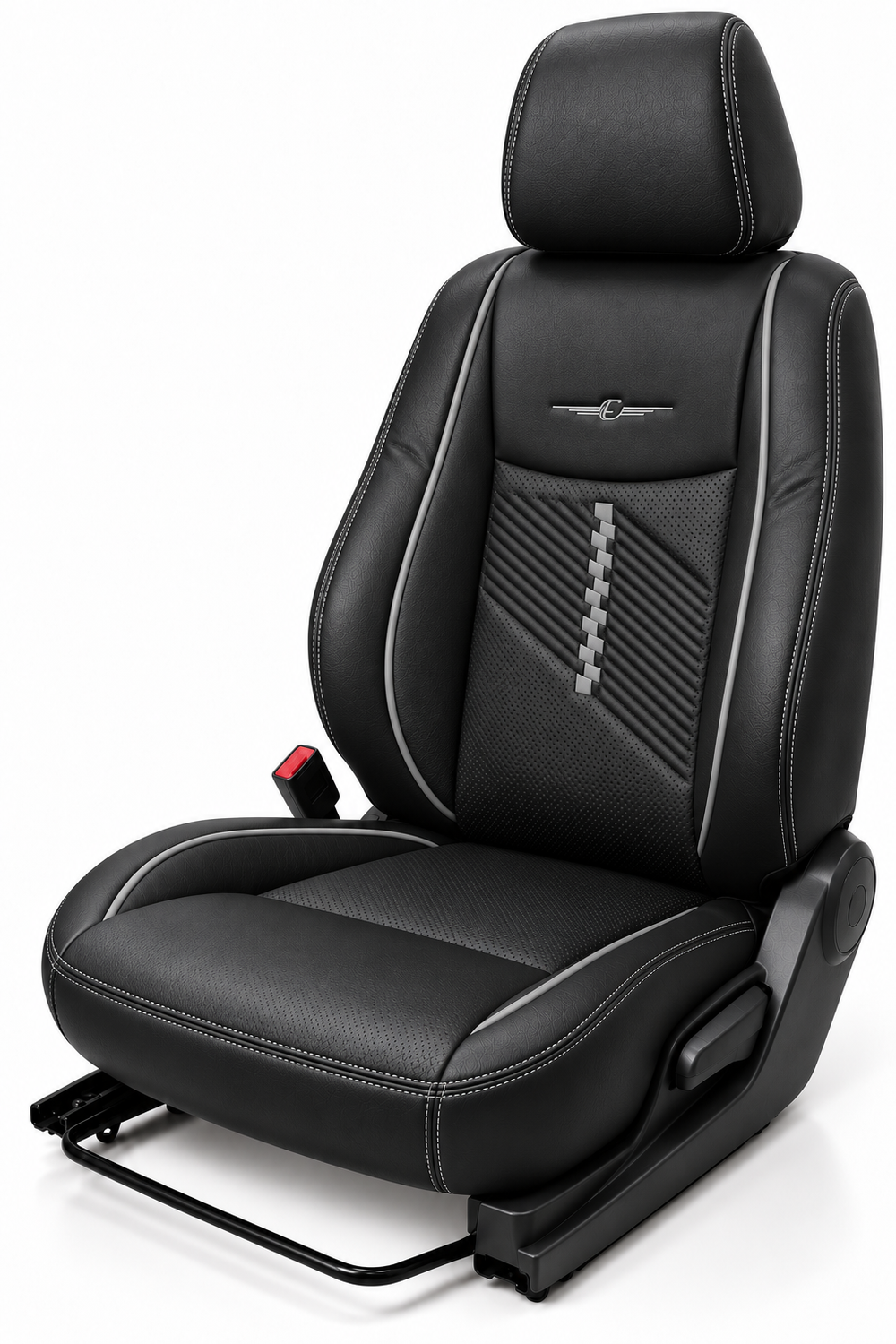 Elegant checker black cgrey seat cover design