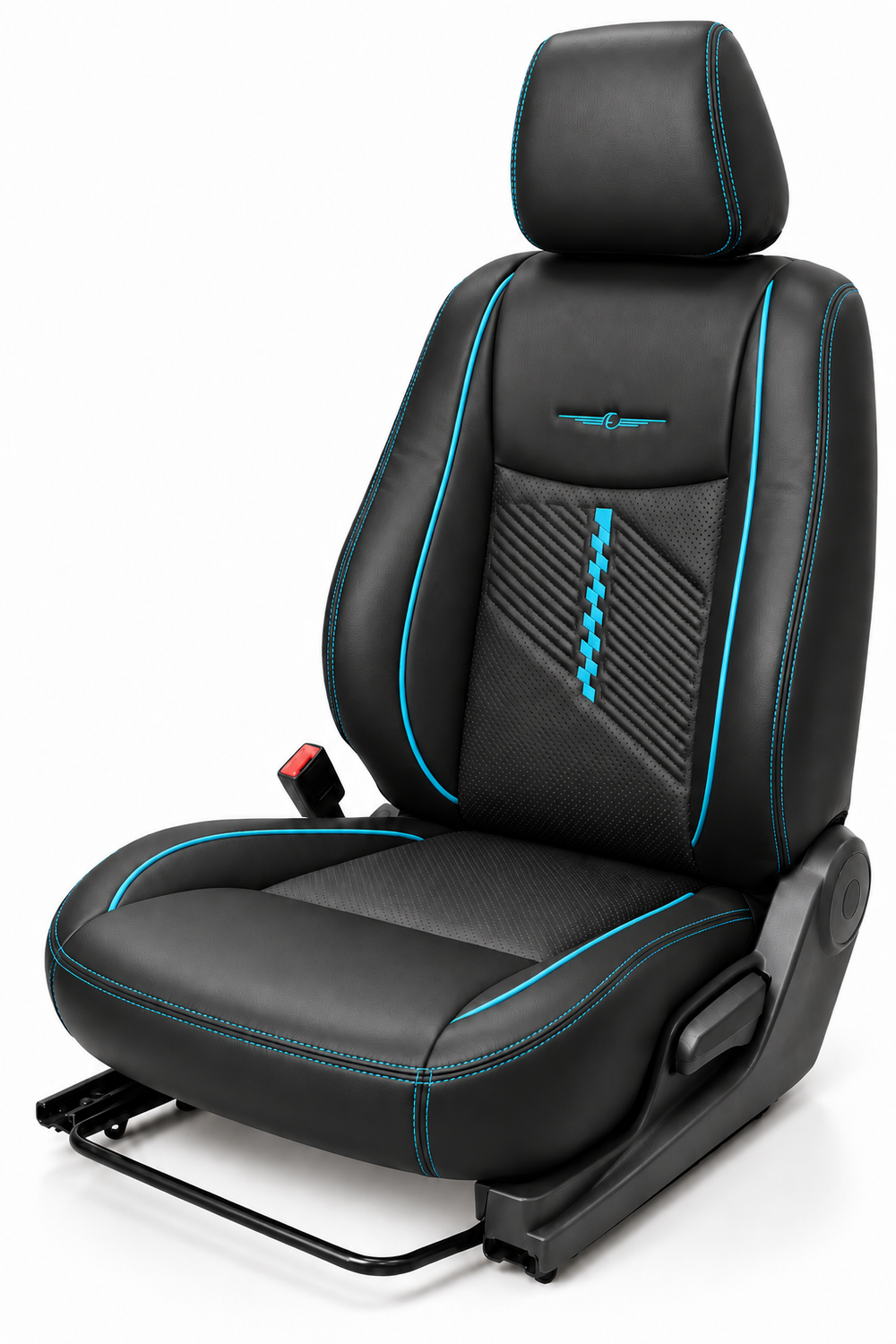 Elegant checker black pblue seat cover design